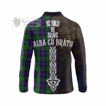Mitchell Tartan Family Crest Long Sleeve Polo Shirt Alba Gu Brath Be Brave Lion Ancient Style - Tartan Vibes Clothing