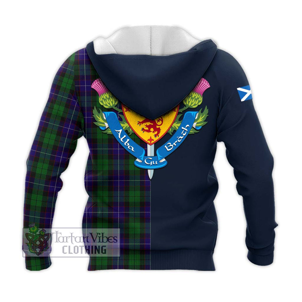 Tartan Vibes Clothing Mitchell Tartan Knitted Hoodie with Scottish Lion Royal Arm Half Style