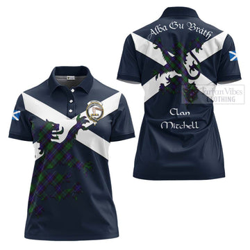 Mitchell Tartan Lion Rampant Women's Polo Shirt Proudly Display Your Heritage with Alba Gu Brath and Clan Name - Tartan Vibes Clothing