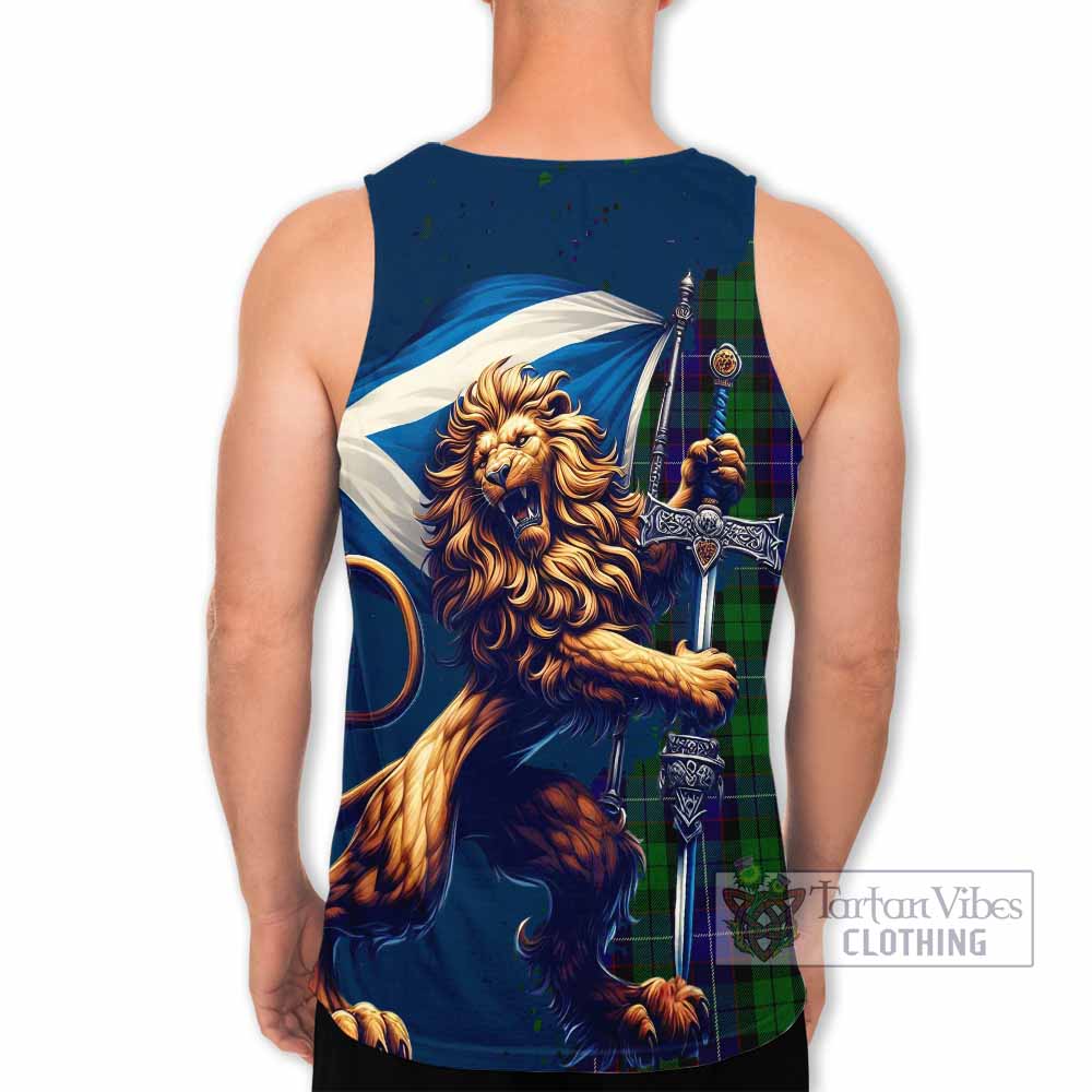 Tartan Vibes Clothing Mitchell Tartan Family Crest Men's Tank Top with Scottish Majestic Lion