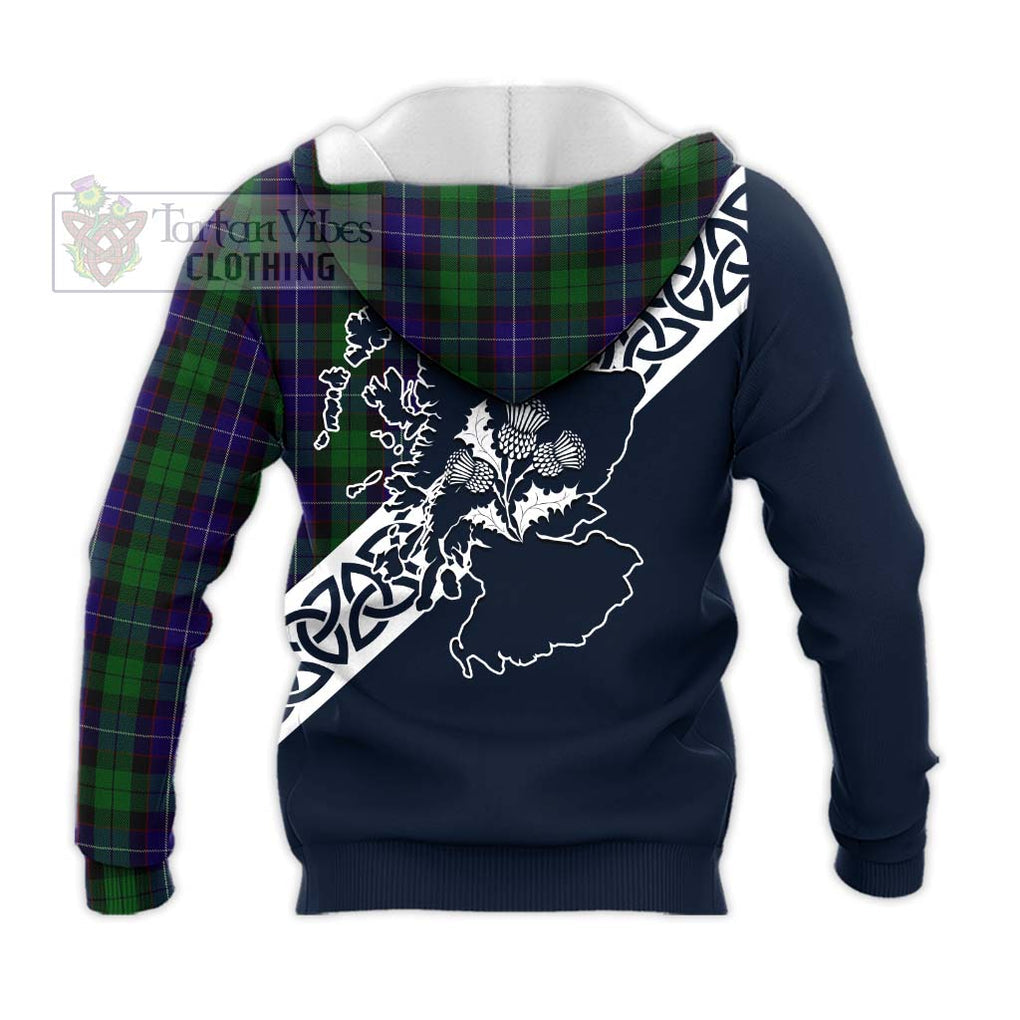 Tartan Vibes Clothing Mitchell Tartan Knitted Hoodie Featuring Thistle and Scotland Map