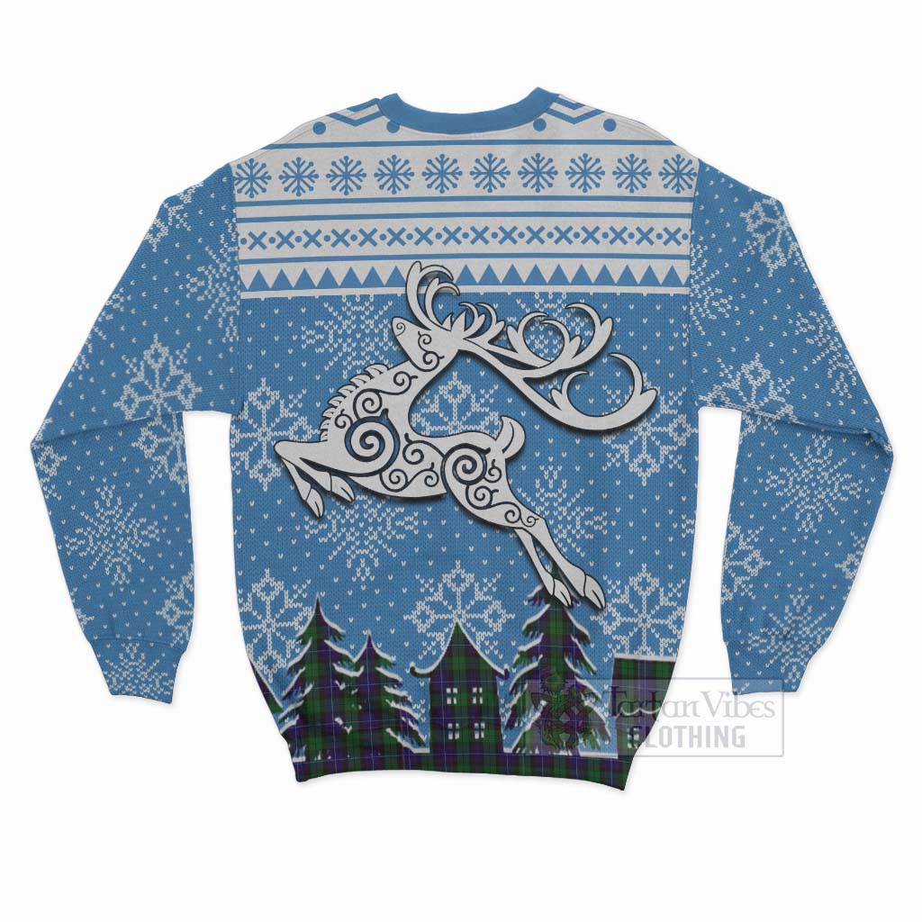 Tartan Vibes Clothing Mitchell Clan Christmas Sweatshirt Celtic Reindeer Style