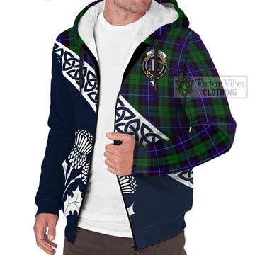 Mitchell Tartan Sherpa Hoodie Featuring Thistle and Scotland Map - Tartan Vibes Clothing