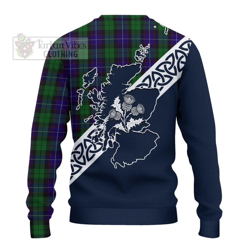 Tartan Vibes Clothing Mitchell Tartan Knitted Sweater Featuring Thistle and Scotland Map