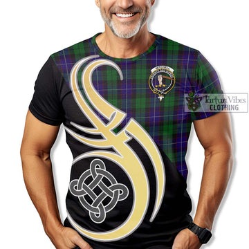 Mitchell Tartan T-Shirt with Family Crest and Celtic Symbol Style