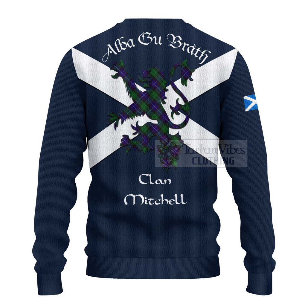 Tartan Vibes Clothing Mitchell Tartan Lion Rampant Knitted Sweater – Proudly Display Your Heritage with Alba Gu Brath and Clan Name