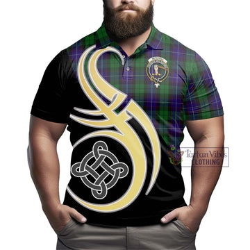 Mitchell Tartan Polo Shirt with Family Crest and Celtic Symbol Style