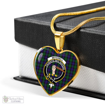 Mitchell Tartan Heart Necklace with Family Crest - Tartan Vibes Clothing