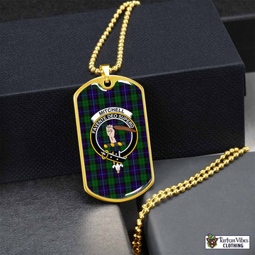 Mitchell Tartan Dog Tag Necklace with Family Crest