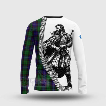 Mitchell Tartan Clan Crest Long Sleeve T-Shirt with Highlander Warrior Celtic Style - Tartan Vibes Clothing