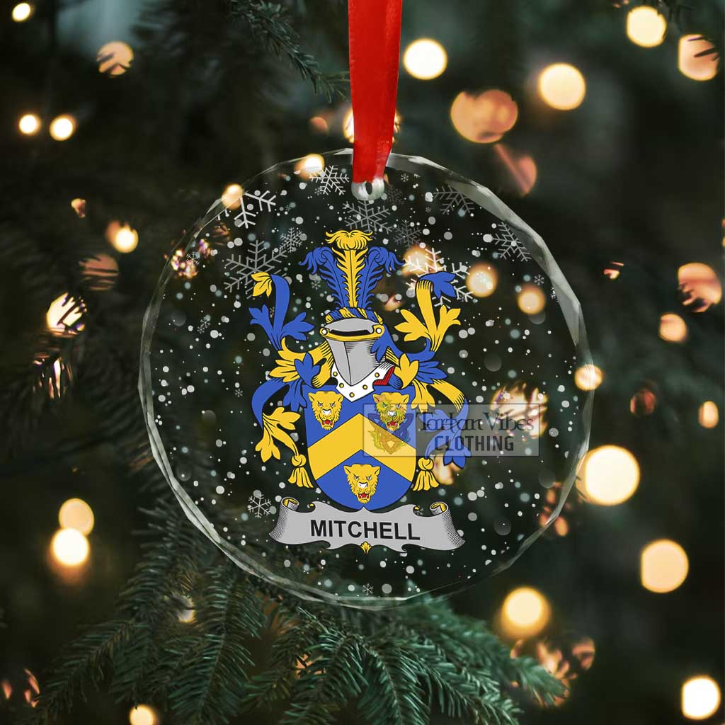 Mitchell Irish Clan Christmas Glass Ornament with Coat of Arms - 2D-tartanvibesclothing