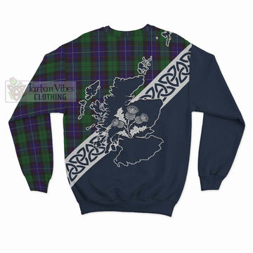 Mitchell Tartan Sweatshirt Featuring Thistle and Scotland Map