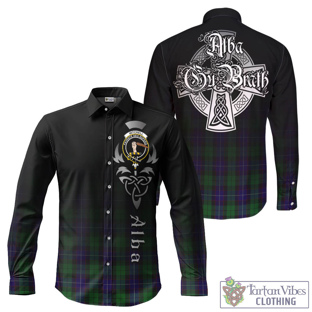 Tartan Vibes Clothing Mitchell Tartan Long Sleeve Button Up Featuring Alba Gu Brath Family Crest Celtic Inspired