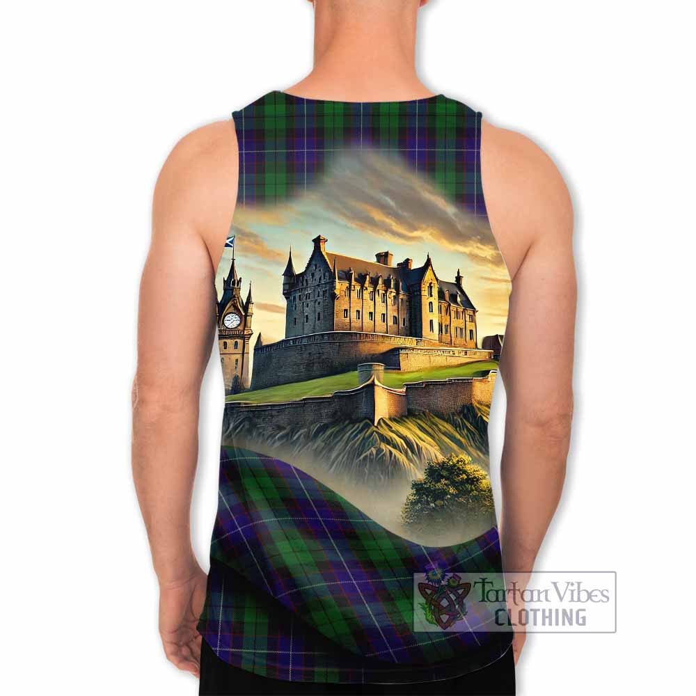 Mitchell Tartan Family Crest Men's Tank Top with Scottish Ancient Castle Style - Tartan Vibes Clothing