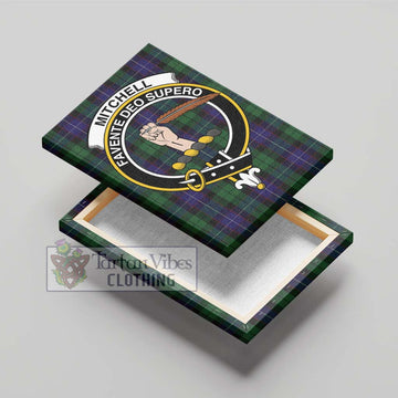 Mitchell Tartan Canvas Print Wall Art with Family Crest