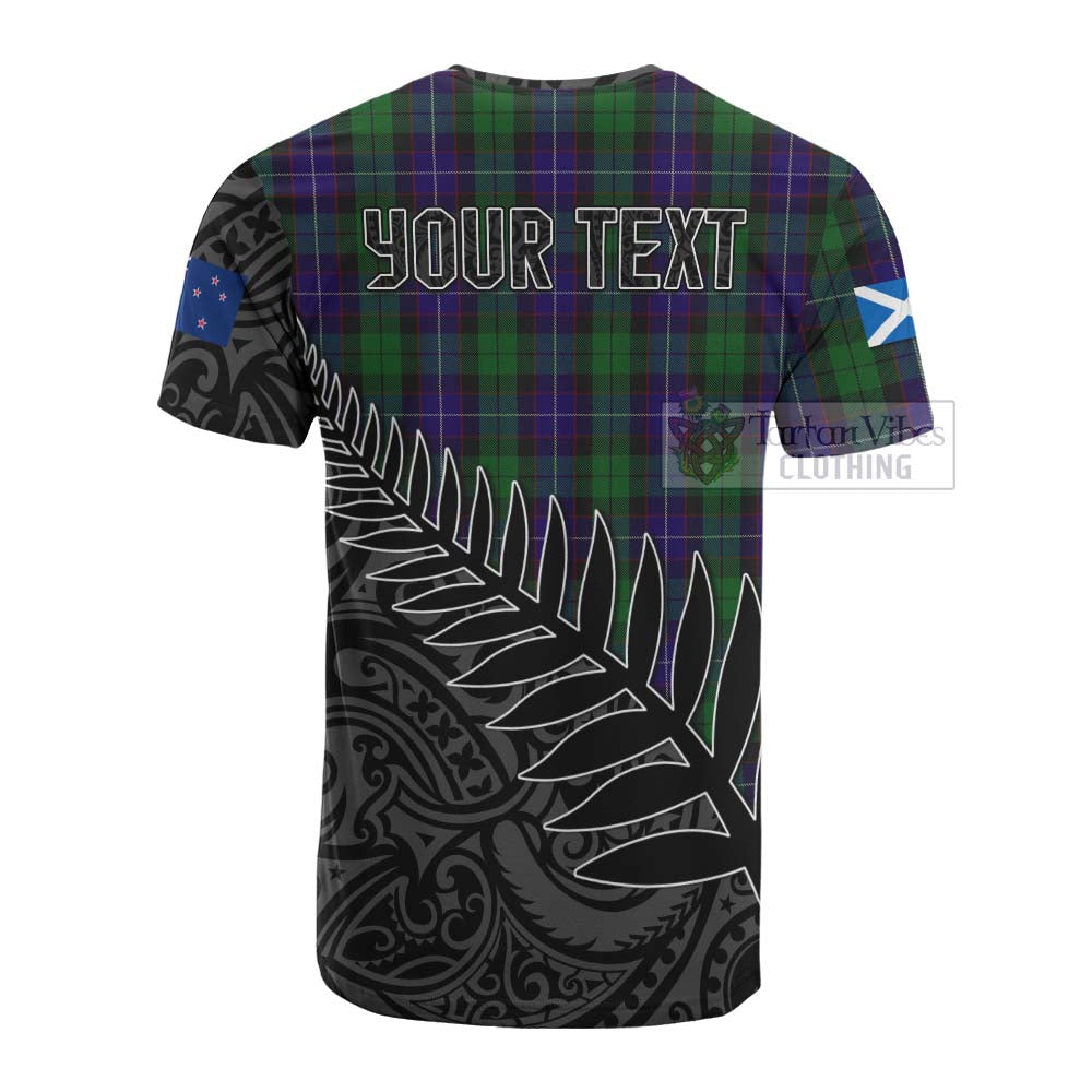 Tartan Vibes Clothing Mitchell Crest Tartan Cotton T-shirt with New Zealand Silver Fern Half Style