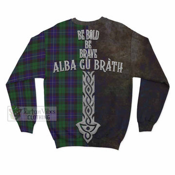 Mitchell Tartan Family Crest Sweatshirt Alba Gu Brath Be Brave Lion Ancient Style - Tartan Vibes Clothing
