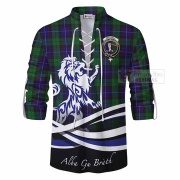 Mitchell Tartan Ghillie Kilt Shirt with Alba Gu Brath Regal Lion Emblem - Tartan Vibes Clothing