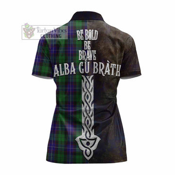 Mitchell Tartan Family Crest Women's Polo Shirt Alba Gu Brath Be Brave Lion Ancient Style - Tartan Vibes Clothing