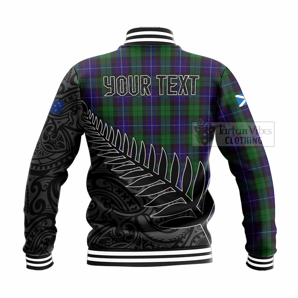 Tartan Vibes Clothing Mitchell Crest Tartan Baseball Jacket with New Zealand Silver Fern Half Style