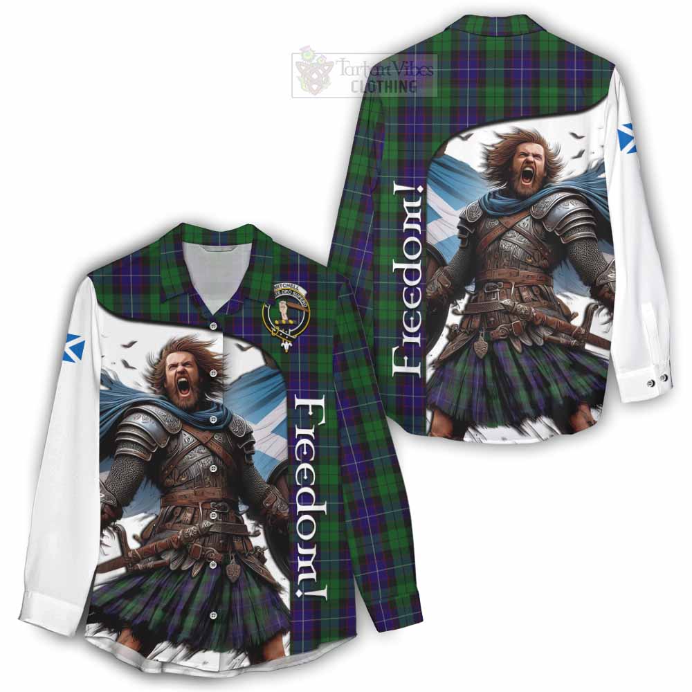 Tartan Vibes Clothing Mitchell Crest Tartan Women's Casual Shirt Inspired by the Freedom of Scottish Warrior