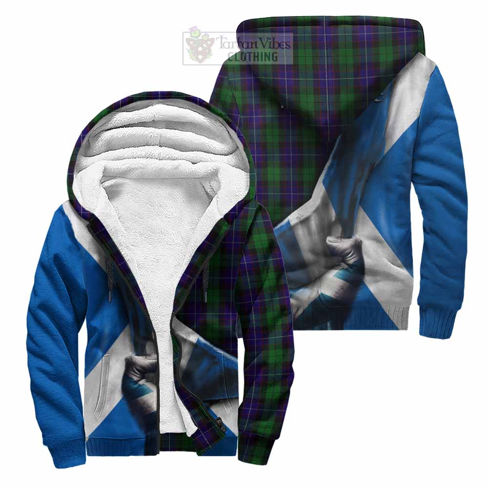 Tartan Vibes Clothing Mitchell Tartan Sherpa Hoodie with Family Crest Scotland Patriotic Style