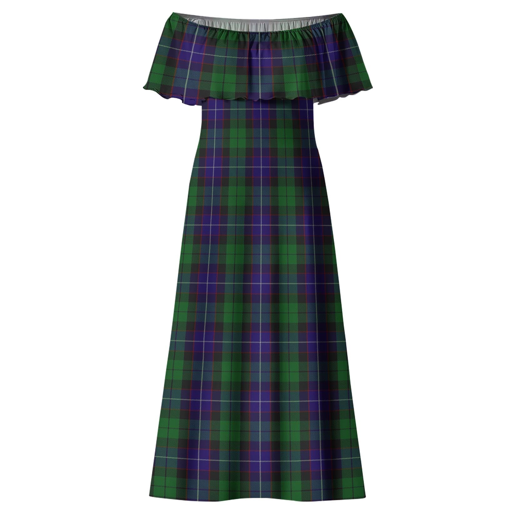 Mitchell Tartan Off Shoulder Long Dress - Tartan Vibes Clothing