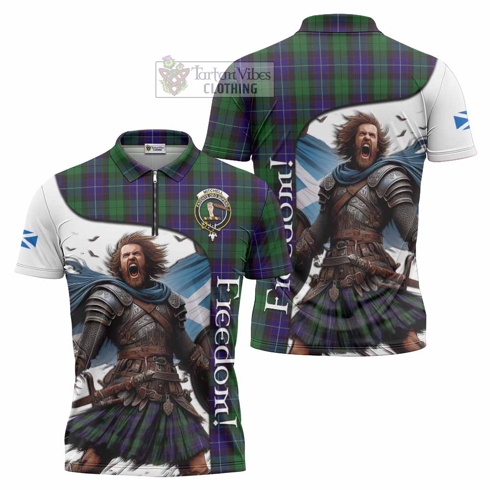 Tartan Vibes Clothing Mitchell Crest Tartan Zipper Polo Shirt Inspired by the Freedom of Scottish Warrior