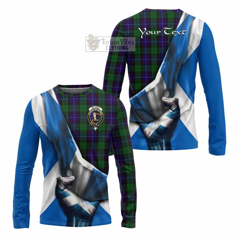 Tartan Vibes Clothing Mitchell Tartan Long Sleeve T-Shirt with Family Crest Scotland Patriotic Style