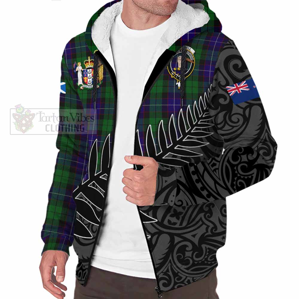 Tartan Vibes Clothing Mitchell Crest Tartan Sherpa Hoodie with New Zealand Silver Fern Half Style