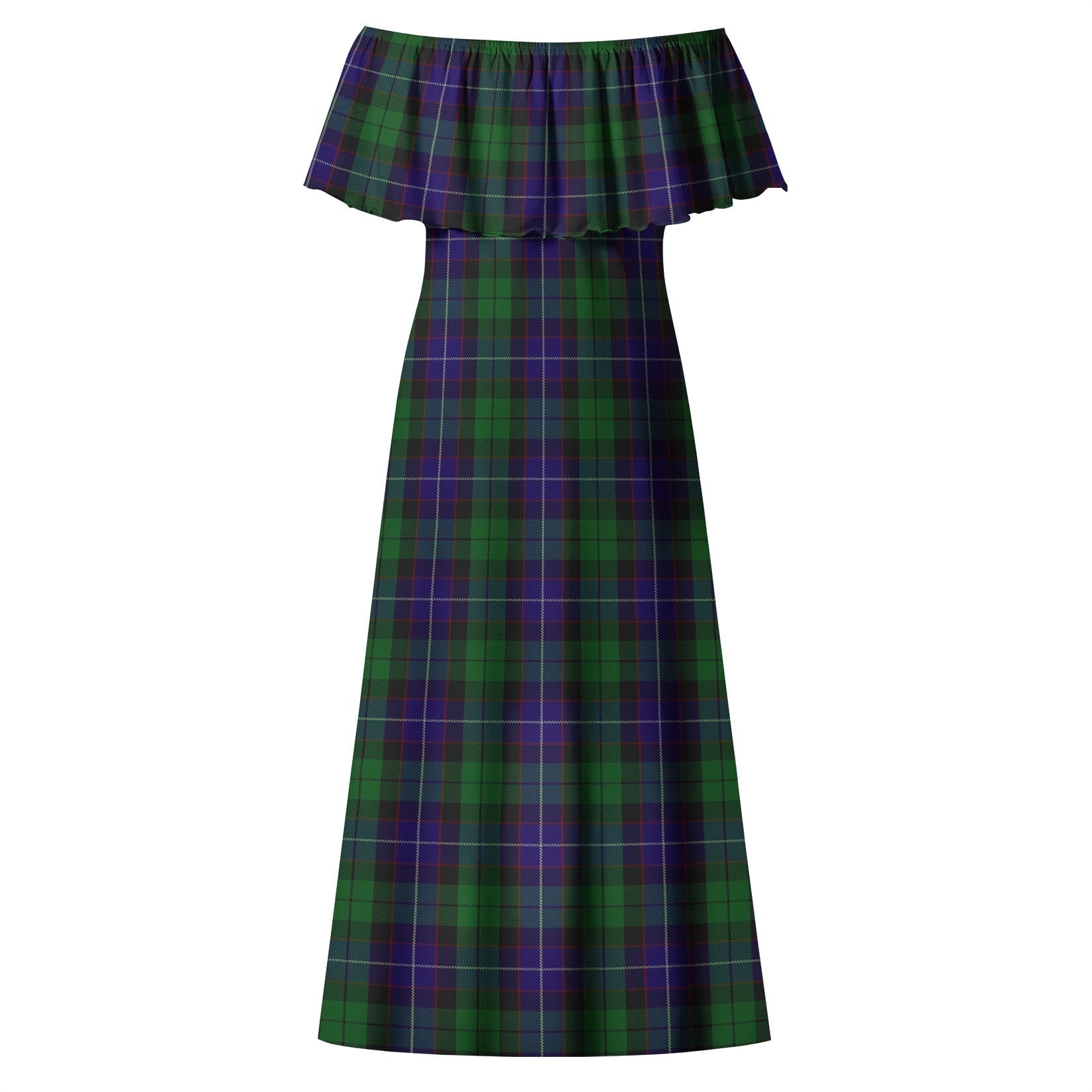 Mitchell Tartan Off Shoulder Long Dress - Tartan Vibes Clothing