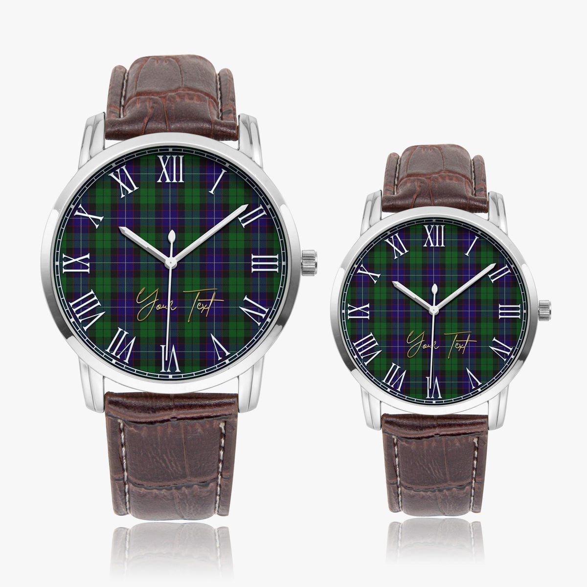 Mitchell Tartan Personalized Your Text Leather Trap Quartz Watch - Tartan Vibes Clothing