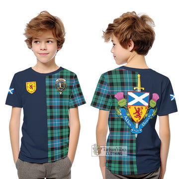 Mitchell Ancient Tartan Kid T-Shirt Alba with Scottish Lion Royal Arm Half Style