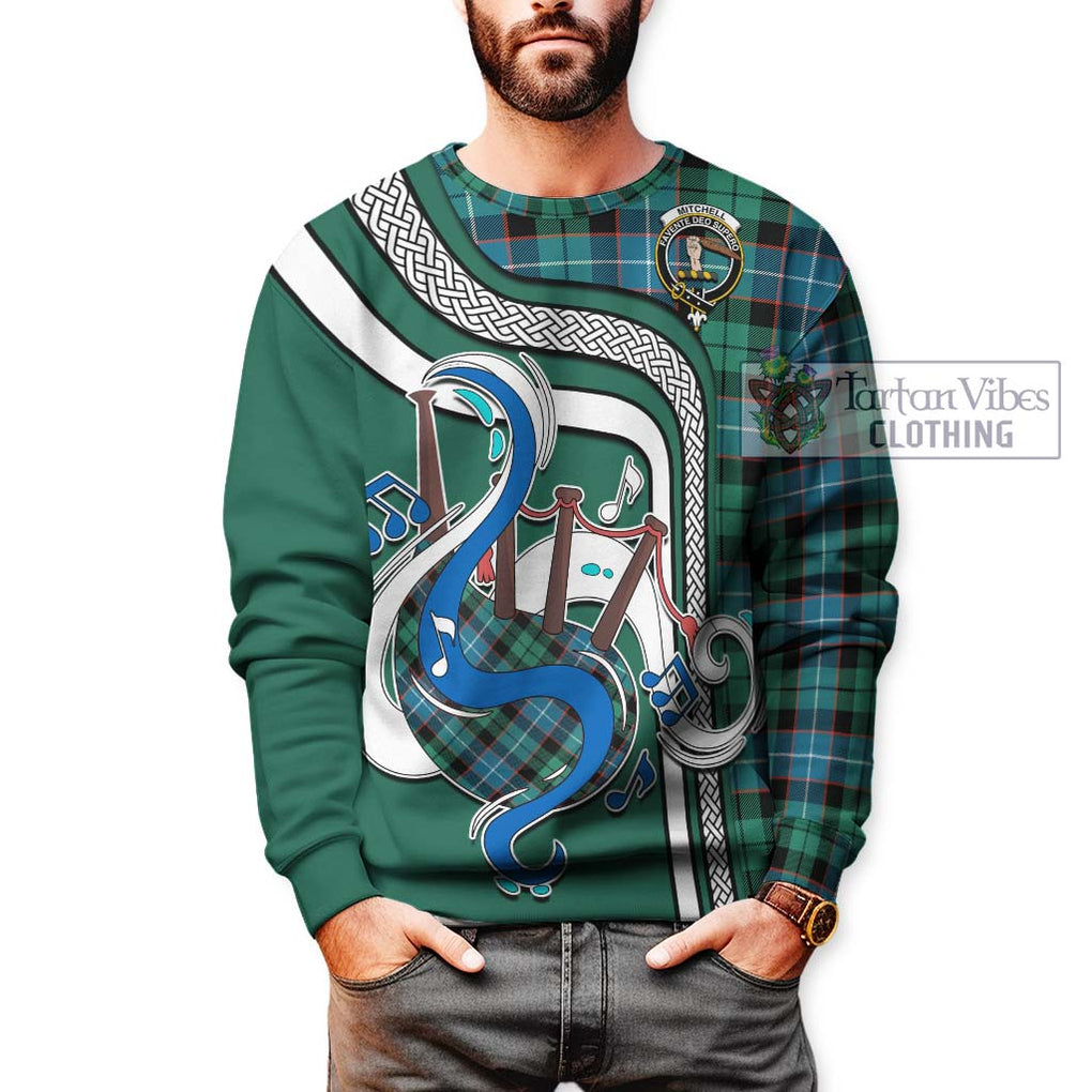 Tartan Vibes Clothing Mitchell Ancient Tartan Sweatshirt with Epic Bagpipe Style