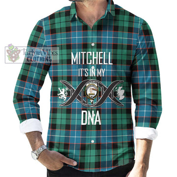 Mitchell Ancient Tartan Long Sleeve Button Shirt with Family Crest DNA In Me Style