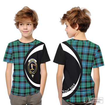 Mitchell Ancient Tartan Kid T-Shirt with Family Crest Circle Style