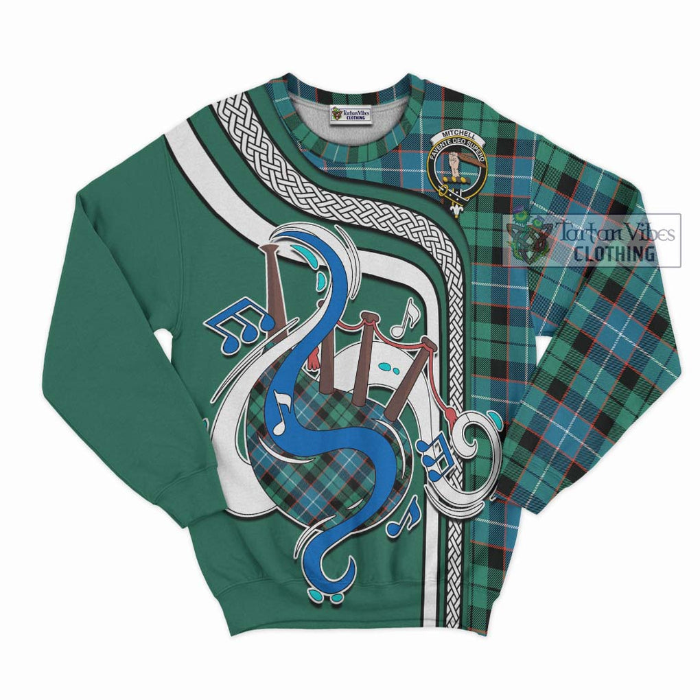 Tartan Vibes Clothing Mitchell Ancient Tartan Sweatshirt with Epic Bagpipe Style