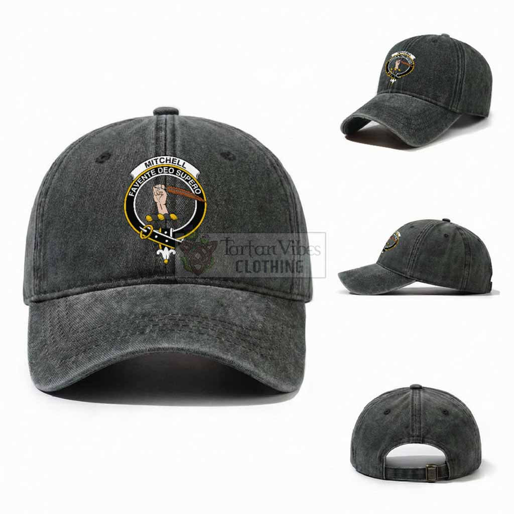 Mitchell Scottish Clan Crest Washed Baseball Cap One Size (Adjustable) Dark Green - Tartan Vibes Clothing