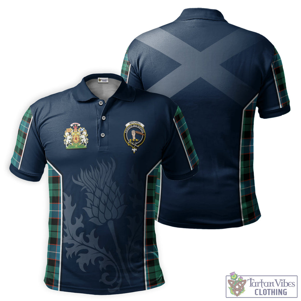 Mitchell Ancient Tartan Men's Polo Shirt with Family Crest and Scottish Thistle Vibes Sport Style Kid - Tartan Vibes Clothing