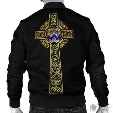 (Customer's Request) Hurrell Coat of Arms Bomber Jacket with Golden Celtic Tree Of Life