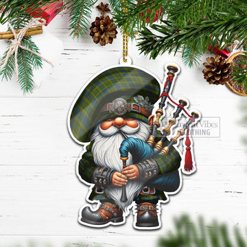 Sanday Tartan Bagpiper Gnome Christmas Ornament