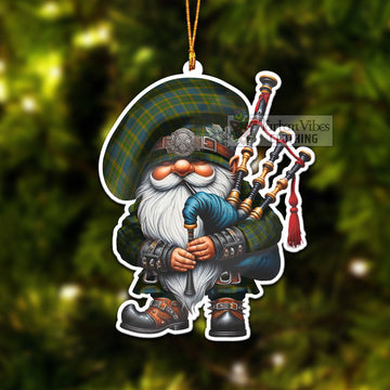 Sanday Tartan Bagpiper Gnome Christmas Ornament