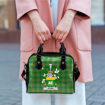 Quinn Irish Clan Tartan Shoulder Handbags with Coat of Arms