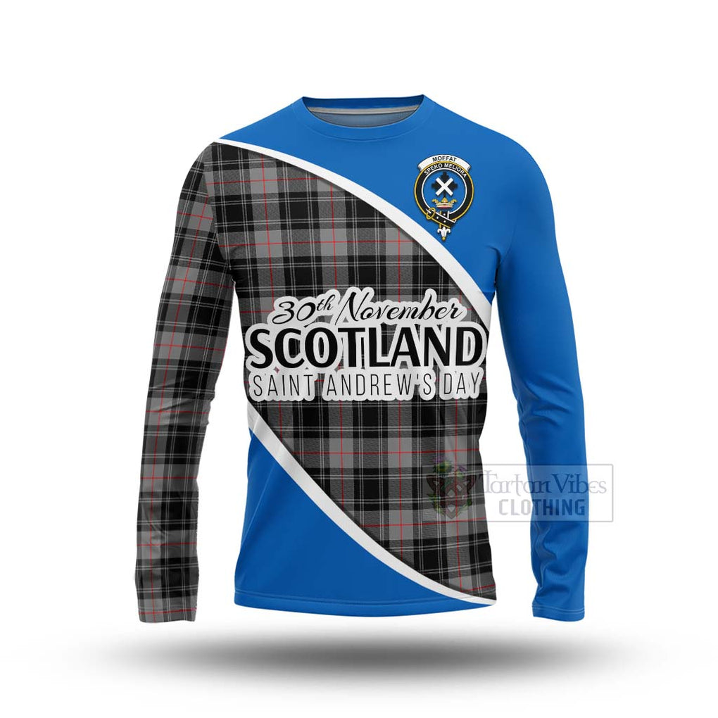 Tartan Vibes Clothing Moffat Family Crest Tartan Long Sleeve T-Shirt Celebrate Saint Andrew's Day in Style