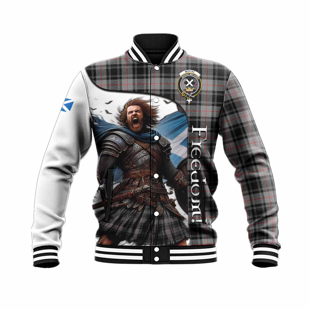 Tartan Vibes Clothing Moffat Crest Tartan Baseball Jacket Inspired by the Freedom of Scottish Warrior