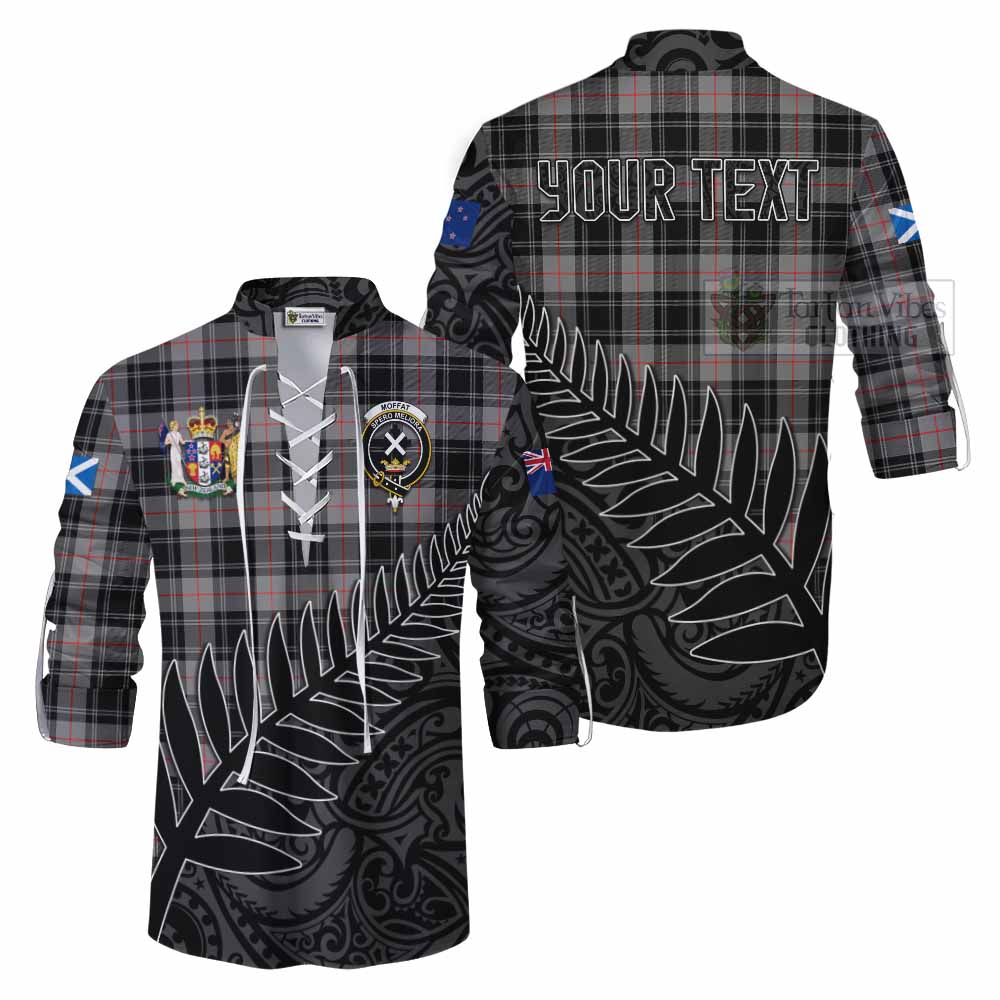 Tartan Vibes Clothing Moffat Crest Tartan Ghillie Kilt Shirt with New Zealand Silver Fern Half Style