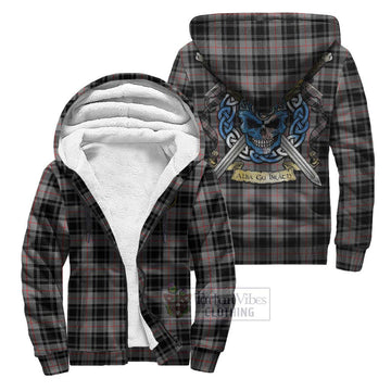 Moffat Tartan Sherpa Hoodie with Family Crest Celtic Skull Style