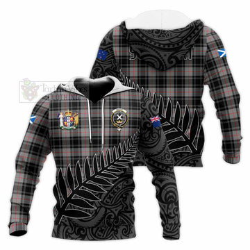 Moffat Crest Tartan Knitted Hoodie with New Zealand Silver Fern Half Style