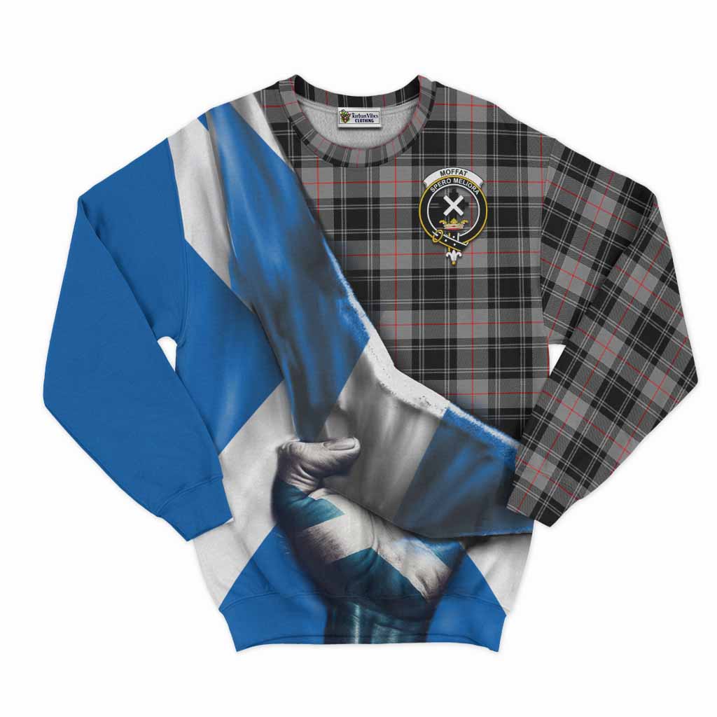 Tartan Vibes Clothing Moffat Tartan Sweatshirt with Family Crest Scotland Patriotic Style