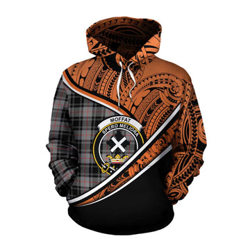 Moffat Crest Tartan Cotton Hoodie with Polynesian Vibes Style - Orange Version